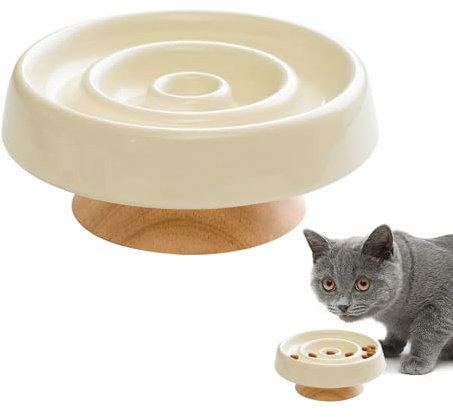 Pasdrucn Anti Schling Napf Katzen Keramik, Katzennapf Keramik Futternapf Katze, Anti schling napf Hund, Slow Feeder Katze Nassfutter (Weiß)