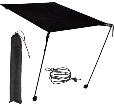 Veeteah Tenda da sole retrattile per terrazze, con morsetto regolabile – Ombrellone da viaggio retrattile, tenda da sole per terrazze, accessori da spiaggia per campeggio, pesca, escursionismo,