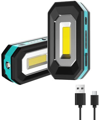 KOOLITE Luz de trabajo recargable, lámpara de inspección LED con 3 modos de iluminación, linternas de batería de 2000 mAh superbrillantes, soporte giratorio magnético de 180°, luz de trabajo portátil