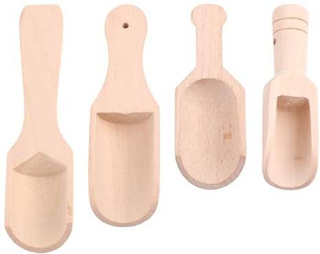 SZYDD Cuillère doseuse en bois pour farine, bonbons, épices, sucre, 4 pièces