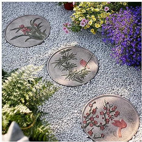 FQCXCKJ Trittsteine-Set für den Außenbereich, zur Dekoration von Gartenwegen, Flusssteinen für Hof, Gehwege, Landschaftsgestaltung (grau, 3 Stück)
