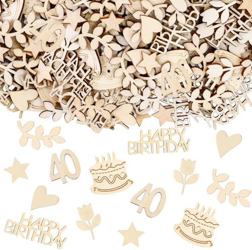 KOBOKO Holz Konfetti 40 Geburtstag Deko, 120 Stück Streudeko 40 Geburtstag Männer Frauen, Tischdeko 40 Geburtstags, 40. Geburtstagsdeko Confetti, Deko 40 Geburtstags Mann Frau, 40er Geburtstagsdeko