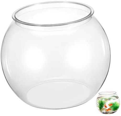 Happyyami Aquarium Rond en Plastique Transparent Stable pour Poissons Rouges et Fleurs, Petit Bocal de Bureau Décoratif Maison Bureau