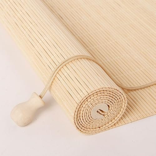 Anpassen Bambusrollo Wetterfest Schilfrollos Lichtfilterung Bambus Rollo 45-180cm Breite Natürliches Bambus Raffrollo Jalousine Sichtschutz Vorhänge Für Teestuben Fenster Terrassen Dekoration(Natural)