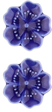 JIALUO0318 Blumen Keramik Möbelknöpfe Türgriff Schubladengriff Möbelgriffe Schrankgriffe Küchengriffe Kleiderschrank Griffe 2 Stück (Dunkelblau)