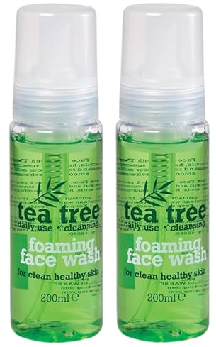 2x Tea Tree Foaming Face Wash 200ml – Peppermint Oil Daily Cleanser for All Skin Types – Deep Cleansing & Oil Control