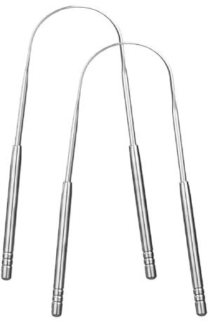 The Real Touch 2-Pack Stainless Steel Tongue Scrapers – 2U-Shaped for Deep Cleaning – Enhances Fresh Breath & Oral Health – Unisex Design for Daily Use