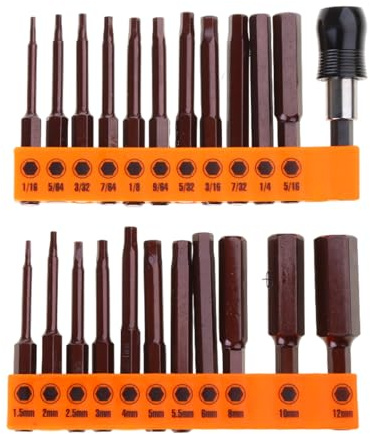 Rdxanc Set di 23 punte magnetiche per trapano, 60 mm metriche inglesi, testa interna in acciaio, punte per cacciavite