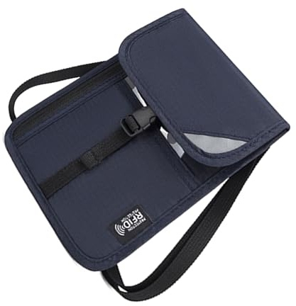 PURPLELILY Cartera de viaje RFIDS para el cuello, con correa cruzada ajustable, protección contra robos, bolsa de viaje para pasaporte y documentos, b, One Size