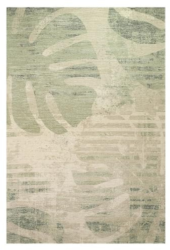 Olivo.shop Tappeto Salotto Moderno, Motivo Naturale, Tappeti Camera, Tappeto Antiscivolo per Soggiorno e Zona Living, Arredo SOFTY JUNGLE GREEN (60x110 cm)