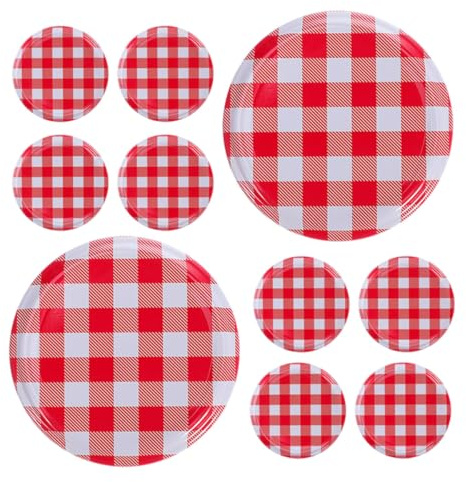 SHINEOFI Lot de 10 Couvercles à Visser pour Bocaux à Confiture en Verre Diamètre 63 MM Accessoires Compatibles Pots à Large Ouverture Étanches et Inoxydables pour Conservation
