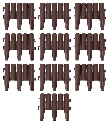 Bordure de Clôture Courte Décalée Bordure de Paysage en Plastique Durable Résistant aux Intempéries pour Jardin Parterre de Fleurs Balcon Marron 29 x 23 8 cm 10 PCS