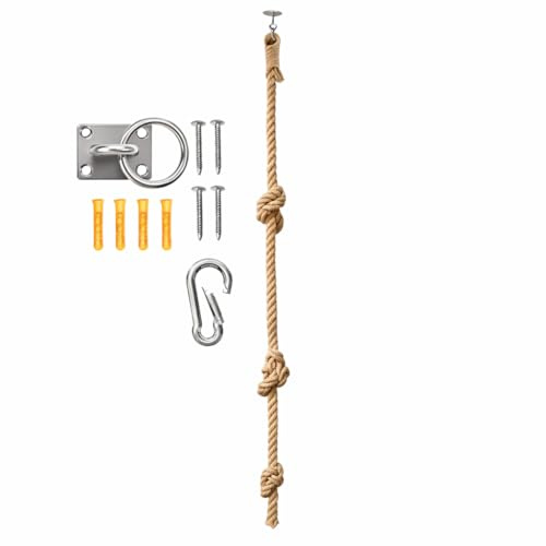 Climb Company Cat Climbing Rope with Ceiling Fixing Kit, Hanging Sisal Rope for Indoor Cats, Ceiling Mounted Cat Climber with Carabiner, Screws and Wall Plugs