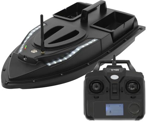 VonVVer Fishing Bait Boat 3.31lbs Capacity - Smart RC Bait Boat 5200mAh Battery 2H Runtime, 500m Remote Control, Double Bait Hopper with Dual Motors for Carp Fishing Lake River