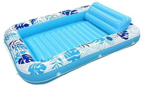 Materassino Gonfiabile Piscina Lettino Galleggiante PVC 176x114cm Cuscino Portabicchiere Rosa Blu Estate Relax Piscina Spiaggia Festa Adulto