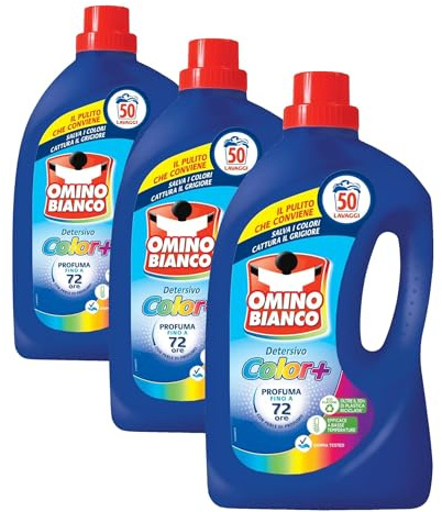 Omino Bianco - Detersivo Lavatrice Liquido Color+, 50 Lavaggi, Specifico per Capi Colorati, Tecnologia Salva i Colori e Cattura il Grigiore, 2000 ml (Confezione da 3)