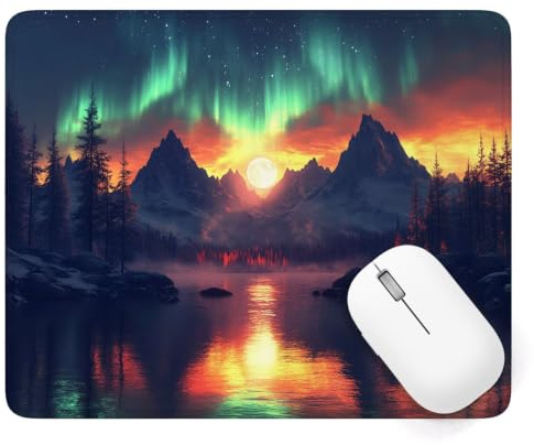 Alfombrilla Ratón 420 x 350 mm, Aurora Alfombrilla Ratón Gaming, A-263 | Pequeña Mouse Pad con Impermeable y Antideslizante, Mousepad Montaña Mejora la Precisión y Velocidad, para PC Teclado Gamer
