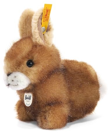 Steiff Hoppel Hase - 14 cm - Kuscheltier für Babys - waschbar - braun gespitzt - sitzend (080081)