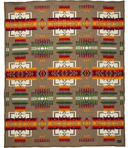 PENDLETON Chief Joseph Robe Blanket, Tan, Twin Size