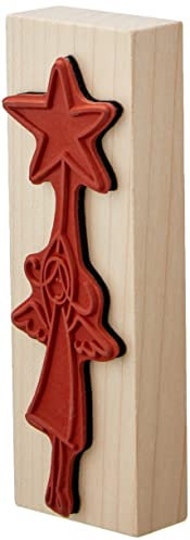 Rayher Hobby 28769000 Holzstempel Alle Jahre wieder Engelmotiv, 4 x 12 cm, Motivstempel Engel, Weihnachtsstempel, Motivstempel Holz, Butterer Stempel