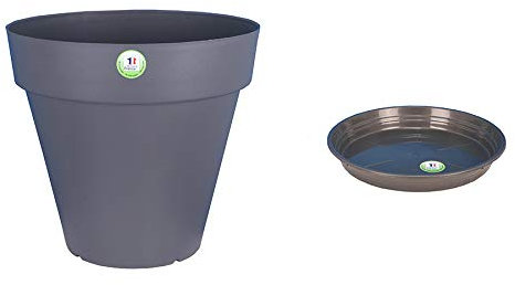 Riviera Pot de Fleurs + Soucoupe SOLEILLA Ø30H26,8 Gris