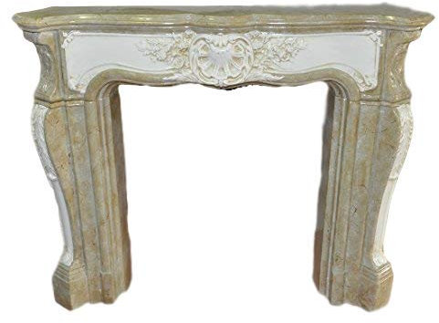 Kaminumrandung Kaminverkleidung Rokoko marmoriert cararasandbeige mit cremeweiß Breite140cm Kamin Farbe: Cararasandbeige mit cremeweiß