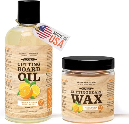 CLARK'S Cutting Board Oil & Wax Kit, Orange Lemon Scent, Food Safe - 2 Pack