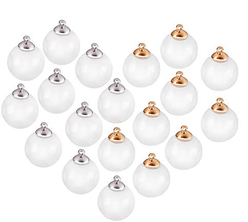 PandaHall Elite 30 Pcs 14mm Mini Leere Klarglas Globus Flasche Wunsch Ball Flaschen DIY Anhänger Charme mit 30 Pcs 8mm Kappe Kautionen für Schmuckherstellung