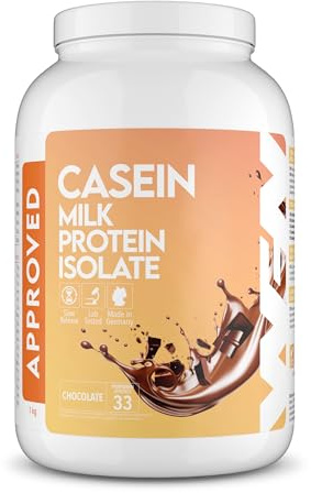 WFN Approved Casein - Chocolat - Boîte de 1 kg - Protéines de caséine avec lactase - Poudre de protéines crémeuses - Très soluble - Fabriqué en Allemagne
