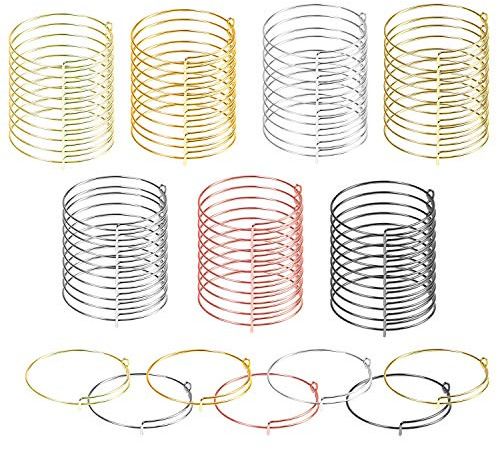 Allazone 70 Stück Erweiterbarer Armreif, 7 Farbe Verstellbares Armband Armreif Einstellbar Draht Armband für DIY Schmuck Machen Armbänder