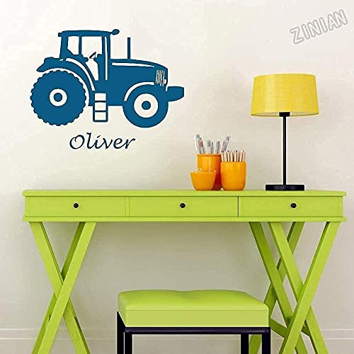 Personalisierte Name Wandaufkleber Bauernhof Traktor Junge Mädchen Geschenk Vinyl Kinderzimmer Wandaufkleber Kinder Kunst Gewohnheiten Türaufkleber 42X53Cm