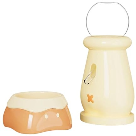 MLWSKERTY Keramik Futternapf Wasserspender Set Für Nagetiere Auslaufsicherer Hamester Wasserspender Und Anti Kipp Schale Käfig Dekoration Kleine Haustier Futternapf