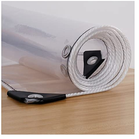 2x3m Telo Impermeabile Trasparente Occhiellato, 0.3mm Telone Antipioggia per Esterno, Telo Plastica Antivento per Balcone Giardino Gazebo