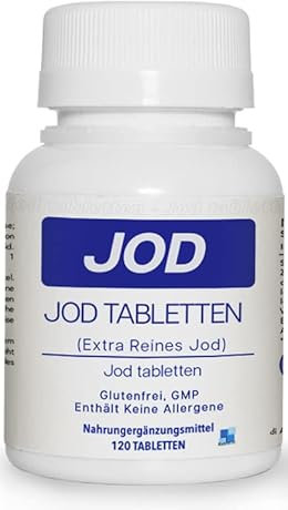 JOD TABLETTEN | 120 Hochdosierte Und Leicht Schluckbare Reine Jodtabletten | Jodzusatz Von 225 Mcg | Produziert In Italien