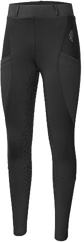 Start Kensington Damen Reitleggins mit Silikonvollbesatz und Handytasche - Reitsport-Hosen für Damen, Reithose Kinder Mädchen, Reiterhosen Mädchen Damen (as3, Numeric, Numeric_38, Schwarz)