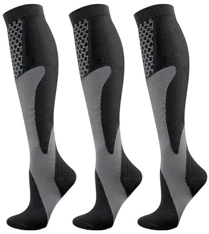 YUEDGE Kompressionsstrümpfe Herren, Kompressionssocken Stützstrümpfe 15-20 mmHg, Compression Socks Laufstrümpfe Kompression für Sport, Laufen, Reisen, Radsport, Flug, 3/5 Paar