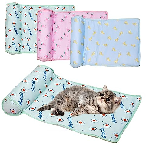 LWuuywa Kühlbett für Hunde Katzen, Selbstkühlendes Kühlkissen aus Eisseide Waschbare Atmungsaktive Katzen Kühlmatte Kühle Unterlage für Hunde und Katzen (A, 60 x 40 cm)