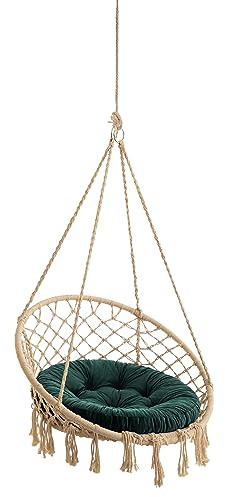 PillowPrim Hängesessel Outdoor Kissen – Hängematte Sitzkissen – Nestschaukel Kissen für Komfort – Waschbares Rundkissen – Grün – 65 cm