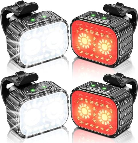 CIRYCASE Bike Lights Front and Back, Super Bright Bicycle Lights USB Rechargeable, IPX6 Waterproof Bike Light Set for Night Riding/Camping/Backpack, 8+12 Lighting Modes, Longer Battery Life