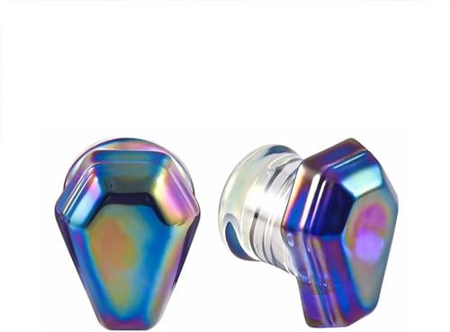 KnBoB 2 Stück Flesh Tunnel 12MM Glas Bunt Geometrisch Ohr Piercing Expander Herren und Damen Ear Tunnel