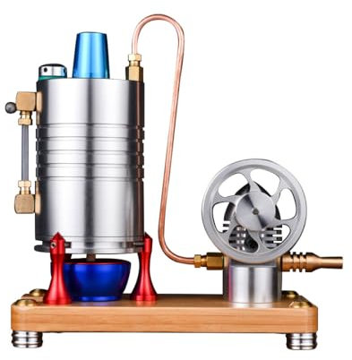 Spicyfy Dampfmaschine Bausatz, Retro-Ganzmetallmodell Einer vertikalen Dampfmaschine Physikalische Experiment für Kinder und Erwachsene