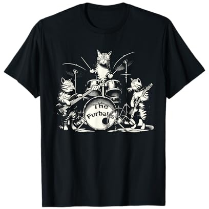 Funny Cat Kitties Band Rock Heavy Metal Camiseta