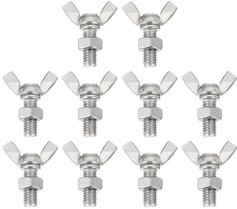 QUARKZMAN 10 Stück M8-1.25x20mm metrische Flügelschrauben mit 10 Stück Muttern, Schmetterlingsschrauben aus Edelstahl 304, Maschinenbefestigung Daumenschrauben metrische Flügelschrauben