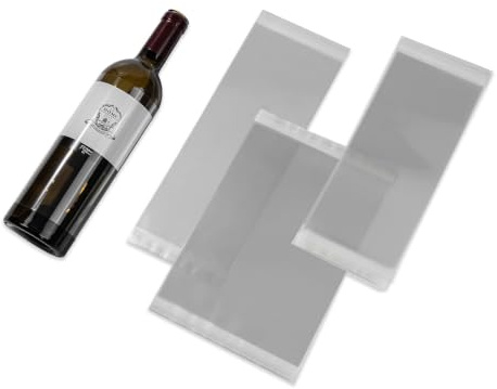 VINOPIE Película protectora para etiquetas de vino, mezcla de edición (50 piezas), cubiertas transparentes para etiquetas de vino con adhesivo de doble cara, regalo de boda y celebración