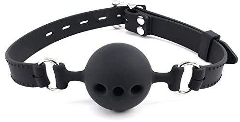 Breathable Silicone Sex Gag for SM Games, Open Mouth Bondage Ball Gags for Sex Play, Bondage Restraints Toys BDSM Bite Gag Muzzles, Women and Men Silicone Sex Toys (Black, Small)