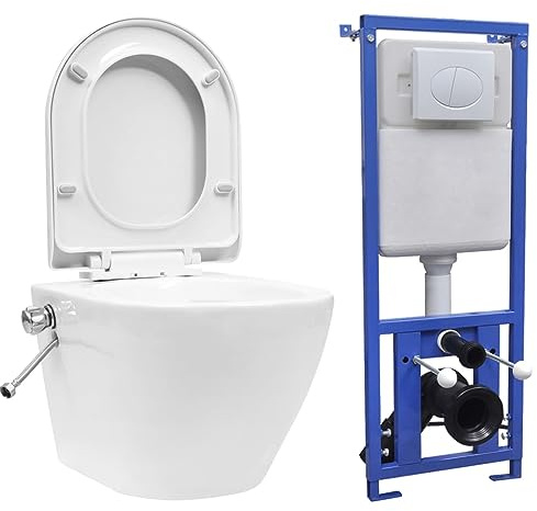 Inodoro sin montura para colgar en la pared con cisterna oculta de cerámica, color blanco