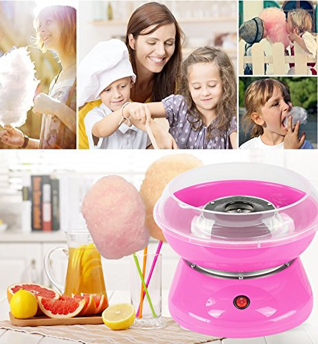 Zuckerwattemaschine für zu Hause, das Original, rot, mit 10 Stäbchen & Messlöffel im nostalgischen Retro-Design, Cotton Candy Floss Maschine, elektrische Candy Floss Maker (Typ Rosa, Rosa)