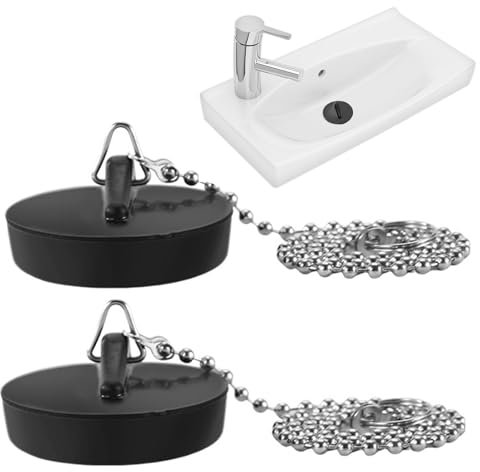 Tapones para desagüe, 2 unidades para fregadero, diámetro de 40 – 45 mm, para bañera, cocina, baño, con cadena de 40 cm