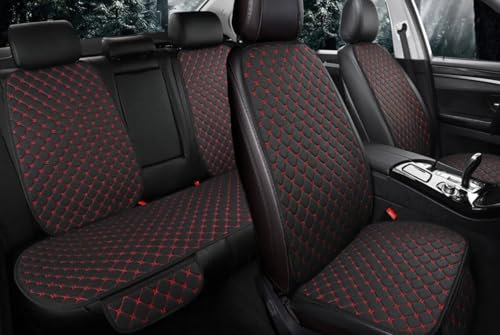 Auto Accessori Lupex Fundas de asiento de 3 piezas universales para coche | Protección para asiento 2 delantero y 1 trasero | Protector Comfort para el interior del automóvil (PVC, negro y rojo, 7