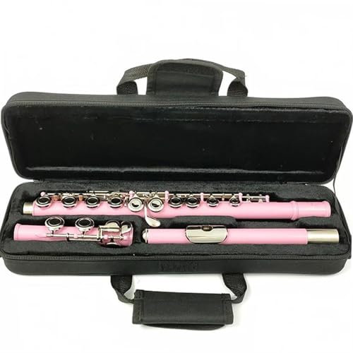 Professionelle Querflöte Rosa Vernickelt Flöte Mit E-Taste 16 Schließen Löcher C-Tasten Instrument Cupronickel Beschichtet